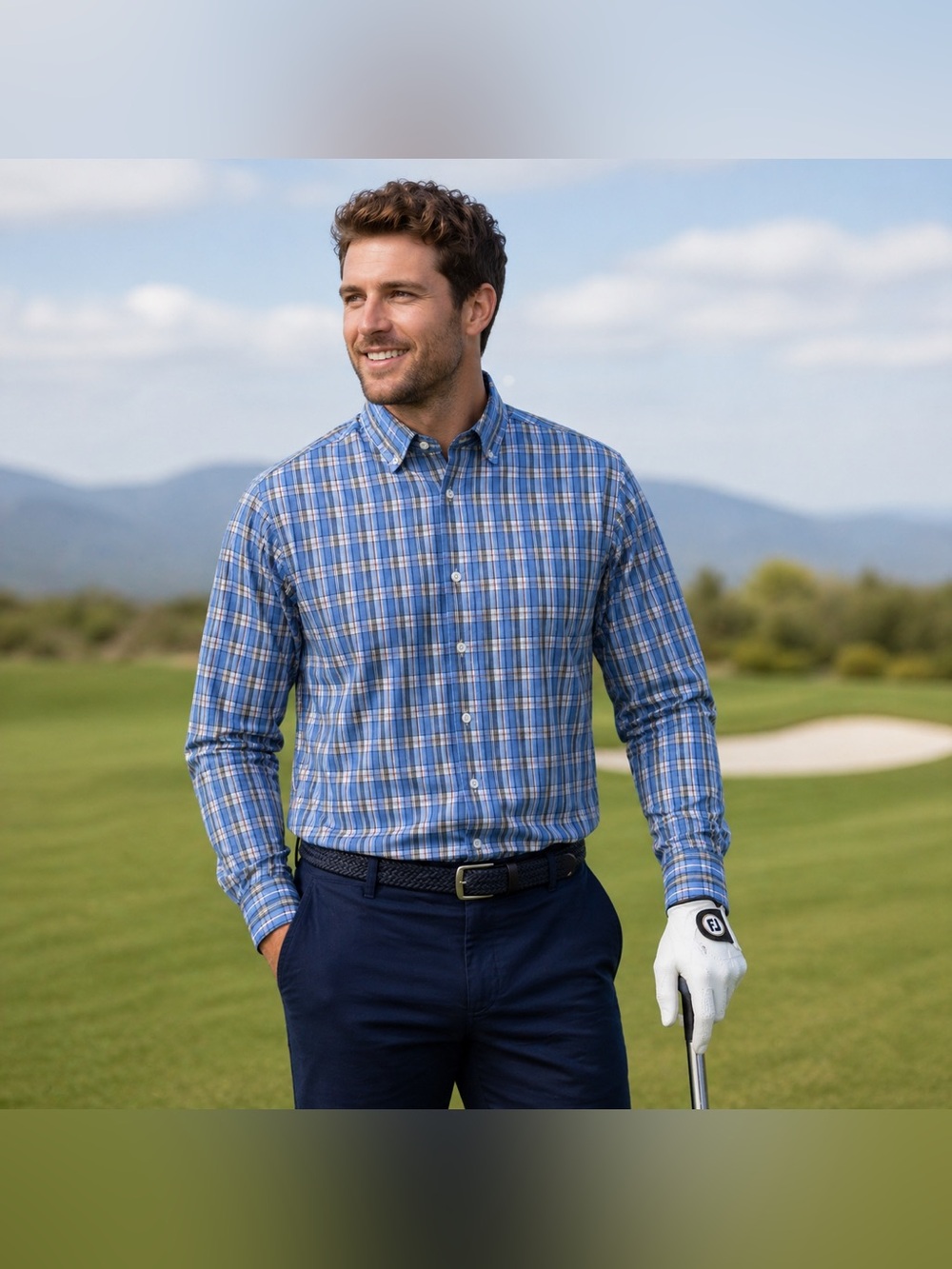 Footjoy 1857 Cotton Classic Plaid Men’s Lightweight Button-down Golf Shirt M